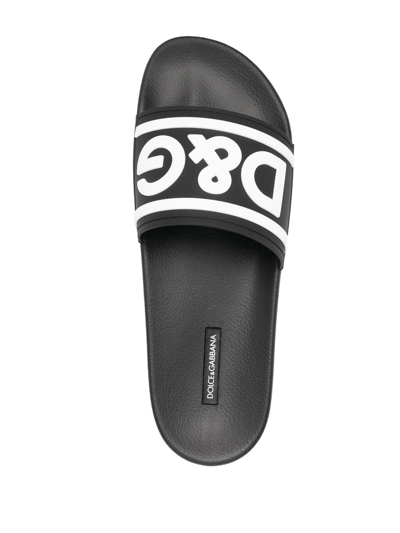 Shop Dolce & Gabbana Logo-print Beach Sliders In Schwarz