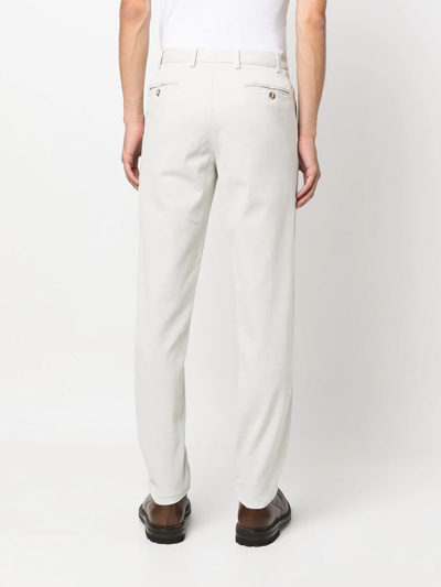 Shop Canali Slim Cut Cotton Chino Trousers In Grau