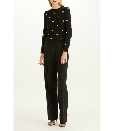 Shop Oscar De La Renta Pearl Embroidered Pullover In Black White