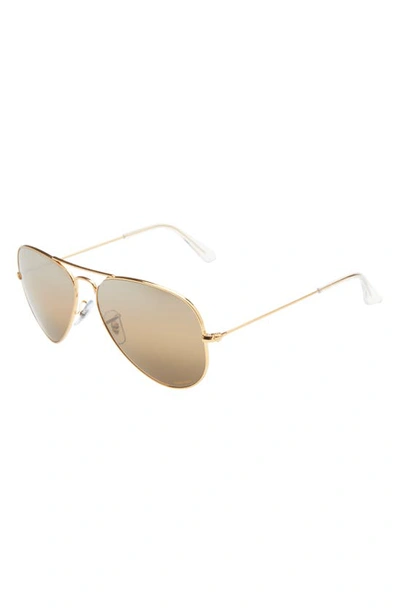 Ray Ban Ray-ban Polarized Brow Bar Aviator Sunglasses, 58 Mm In Dark Brown