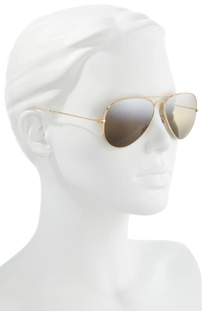Ray Ban Ray-ban Polarized Brow Bar Aviator Sunglasses, 58 Mm In Dark Brown
