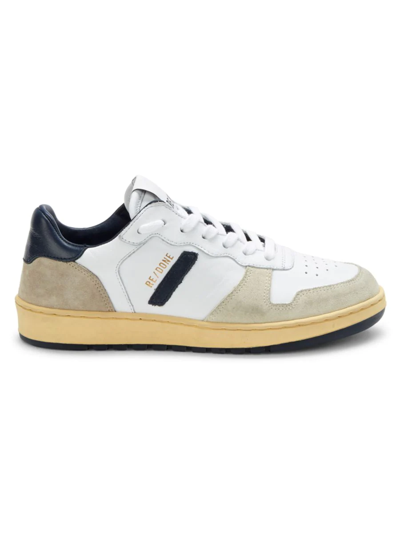 Shop Re/done Women's Leather Basketball Sneakers In White Navy