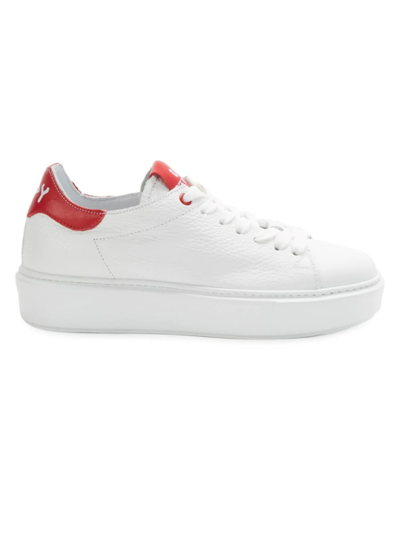 Shop Off Play Women's Leather Sneakers In White Red