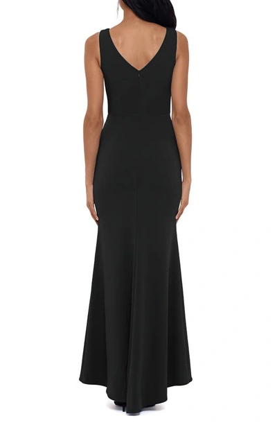 Shop Betsy & Adam Ruffle Bow Trumpet Gown In Black