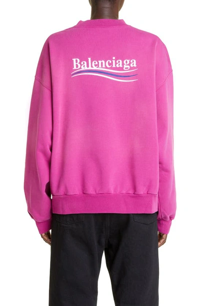 Shop Balenciaga Campaign Embroidered Cotton Sweatshirt In Dark Fuchsia/ White/ Black