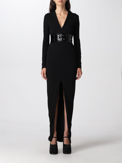 Shop Moschino Couture Viscose Organzine Dress In Black