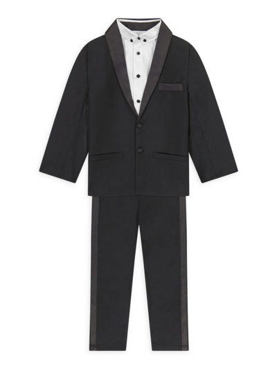 Shop Andy & Evan Little Boy's 4-piece Tuxedo Set In Black