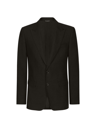 Shop Dolce & Gabbana Men's Single-breasted Linen Suit In Nero