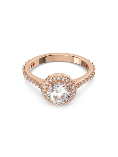 Shop Swarovski Women's Constella Rose-goldtone-plated & Crystal Cocktail Ring In Rose Gold