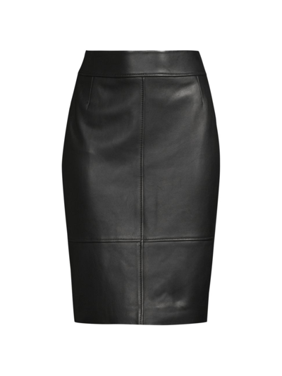 Shop Hugo Boss Women's Selrita Leather Pencil Skirt In Black