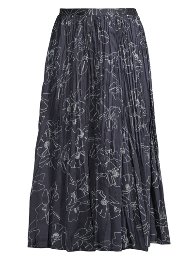 Shop Hugo Boss Vecrinka Floral Pleated Midi-skirt In Floral Fantasy