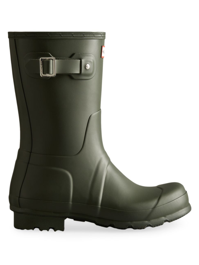 Shop Hunter Men's Original Short Waterproof Rain Boots In Dark Olive