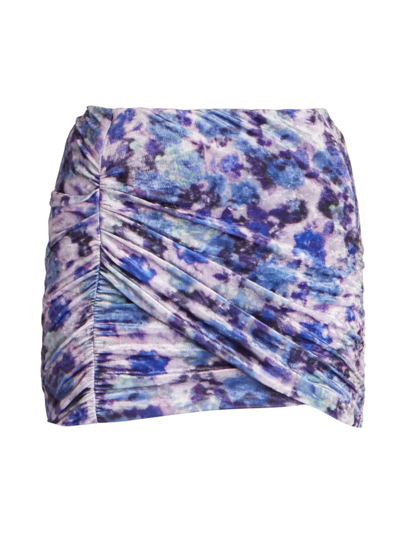 Shop Isabel Marant Women's Guilayo Floral-print Velvet Miniskirt In Purple