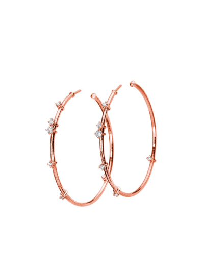 Shop Mattia Cielo Women's Rugiada Diamanti 18k Rose Gold, Titanium, & Diamond Hoop Earrings/1.5" In Pink