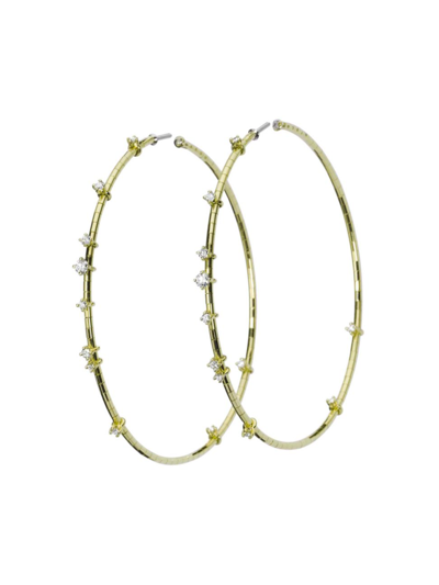 Shop Mattia Cielo Women's Rugiada Diamanti 18k Yellow Gold, Titanium, & Diamond Hoop Earrings/2.36"