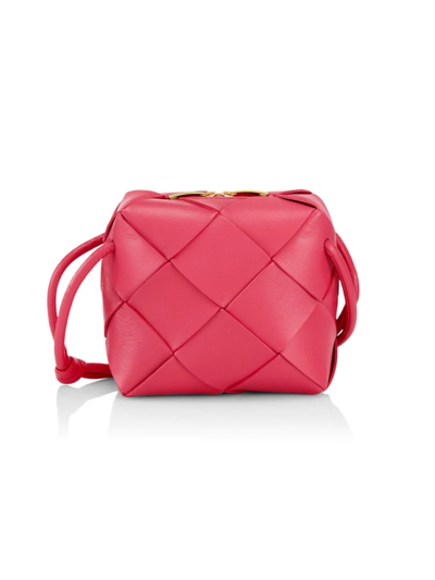 Shop Bottega Veneta Women's Small Intreccio Leather Camera Bag In Cranberry