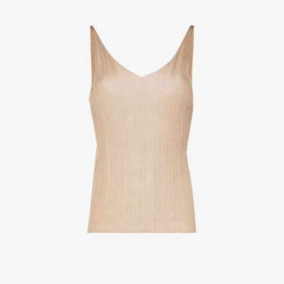 Shop St Agni Neutral Pleated Knit Camisole Top In Neutrals