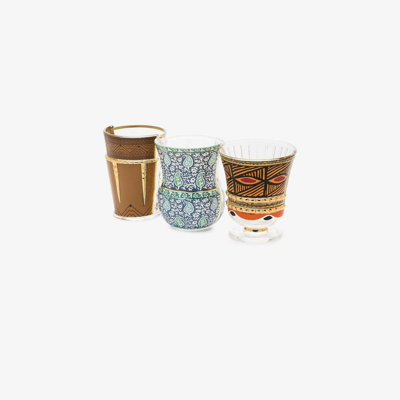 Shop Seletti Multicoloured Hybrid Rodinia Glasses Set In Neutrals