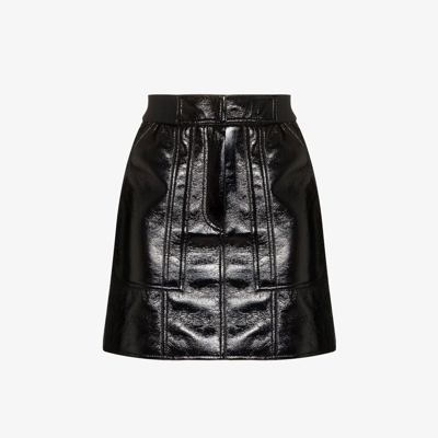 Shop Lvir Black Glossed Faux Leather Mini Skirt