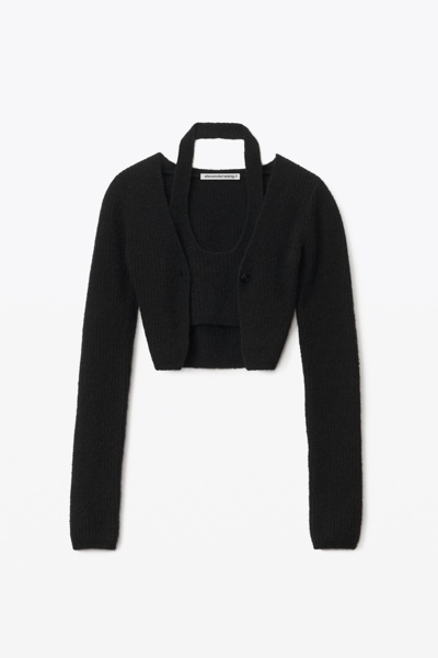 Shop Alexander Wang Long-sleeve Twinset Cardigan In Black