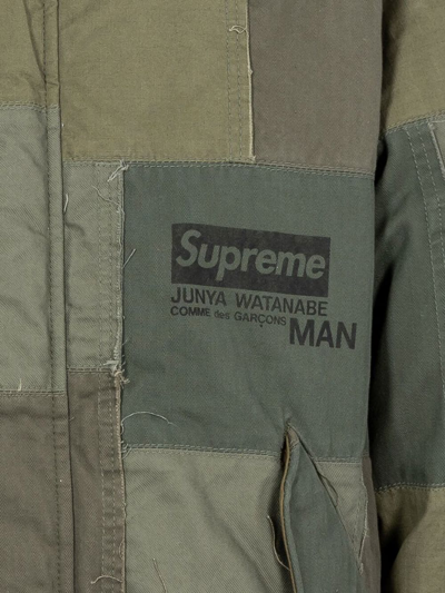 Shop Supreme X Junya Watanabe Patchwork Hooded Jacket In Grün