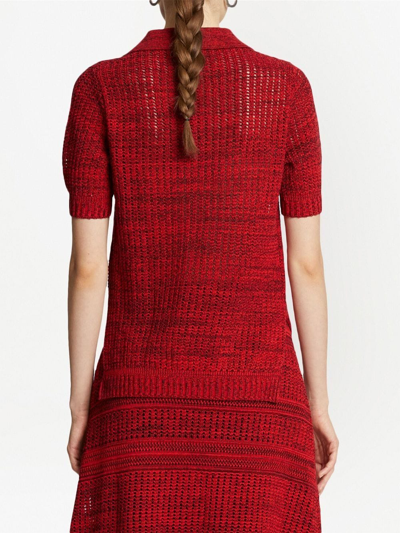 Shop Proenza Schouler White Label Open-knit Pique Polo Top In Rot