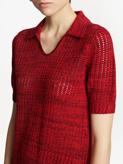 Shop Proenza Schouler White Label Open-knit Pique Polo Top In Rot