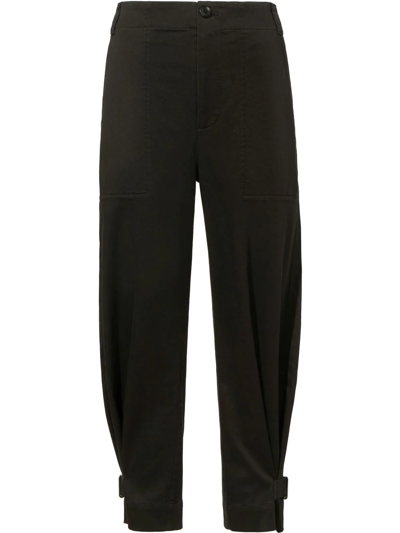 Shop Proenza Schouler White Label Cotton Twill Trousers In Schwarz