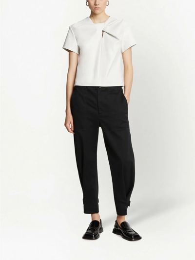 Proenza Schouler White Label Cotton Twill Tapered Trousers In Schwarz