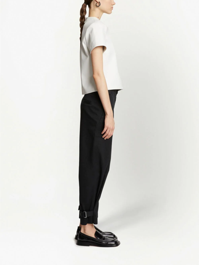 Proenza Schouler White Label Cotton Twill Tapered Trousers In Schwarz