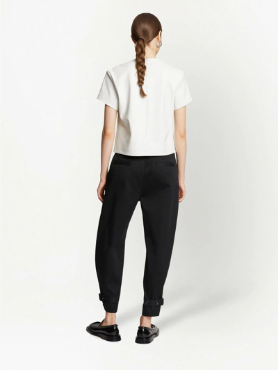 Proenza Schouler White Label Cotton Twill Tapered Trousers In Schwarz