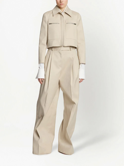 Proenza Schouler Cropped Cotton-gabardine Jacket In Nude