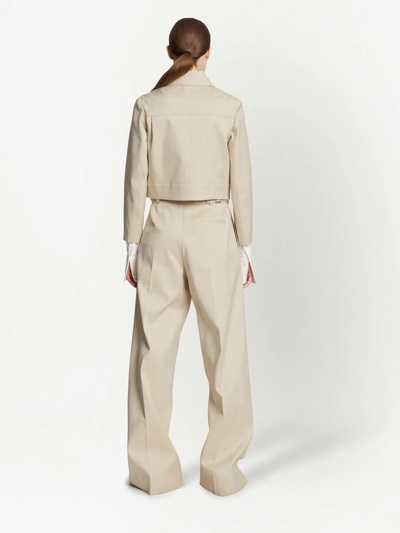 Proenza Schouler Cropped Cotton-gabardine Jacket In Nude
