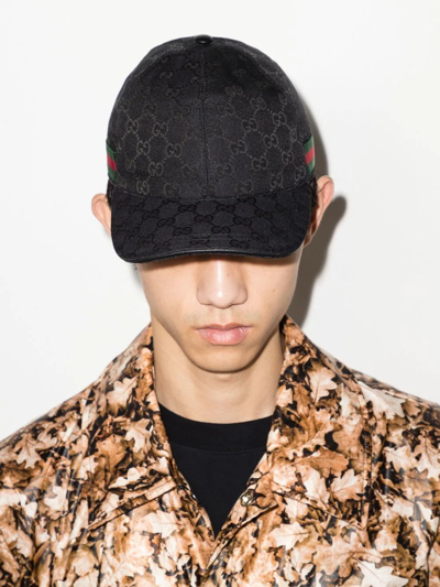 Shop Gucci Gg Supreme Web Baseball Cap In Schwarz