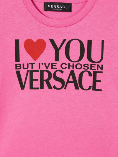 Shop Versace Logo-print Cotton T-shirt In Rosa