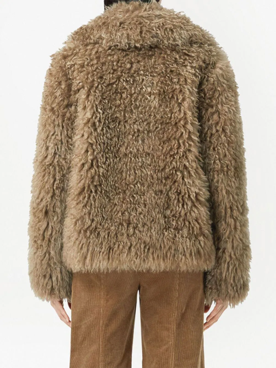 Burberry Mohair Wool-blend Faux Fur Jacket In Nude