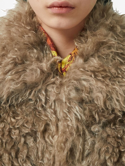 Burberry Mohair Wool-blend Faux Fur Jacket In Nude