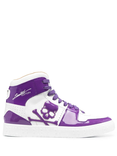 Shop Philipp Plein Skull Lace-up Sneakers In Violett