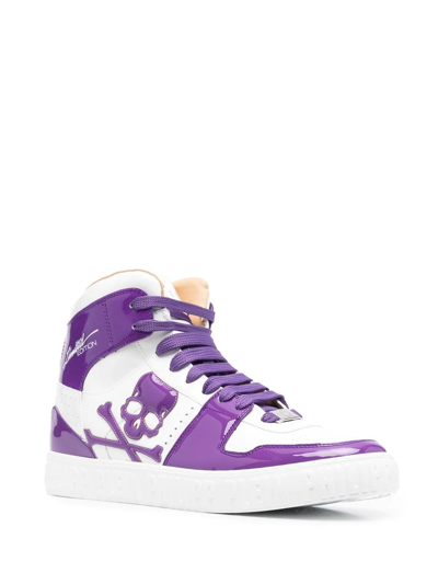 Shop Philipp Plein Skull Lace-up Sneakers In Violett