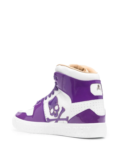 Shop Philipp Plein Skull Lace-up Sneakers In Violett