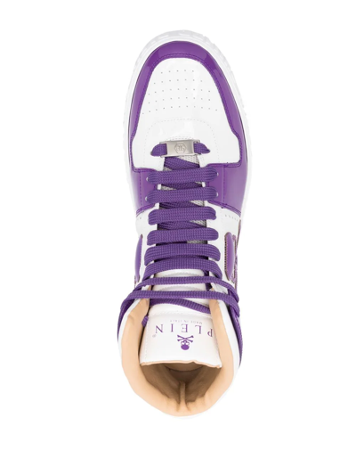 Shop Philipp Plein Skull Lace-up Sneakers In Violett