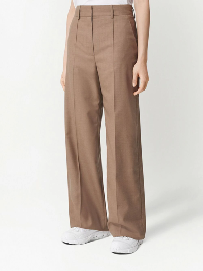 Shop Burberry Wide-leg Wool Trousers In Nude