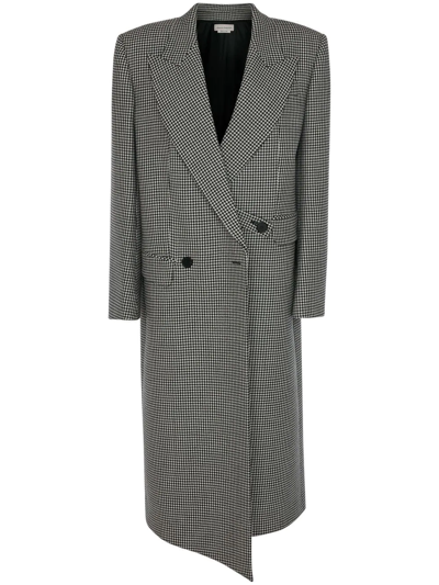 Shop Alexander Mcqueen Houndstooth-pattern Peacoat In Schwarz