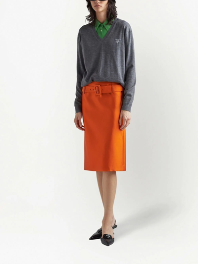 Prada V-neck Cashmere Jumper In Grau