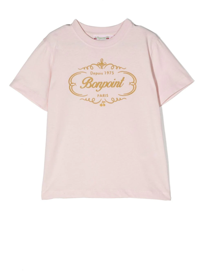 Bonpoint Kids' Thida Logo Cotton Jersey T-shirt In Upb Rose Pale