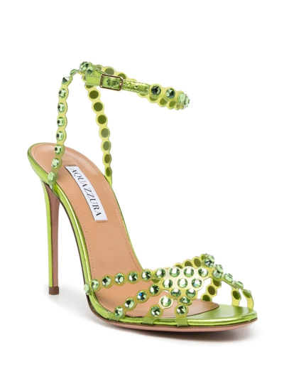 Aquazzura Tequila Crystal-embellished Ankle-strap Sandals In Green ...