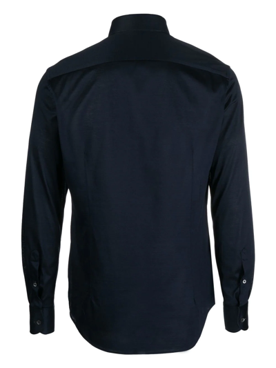 Shop Corneliani Cotton Long-sleeved Shirt In Blau