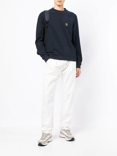 Belstaff Logo Print Jersey Sweatshirt In Blau