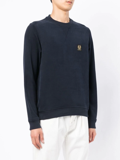 Belstaff Logo Print Jersey Sweatshirt In Blau