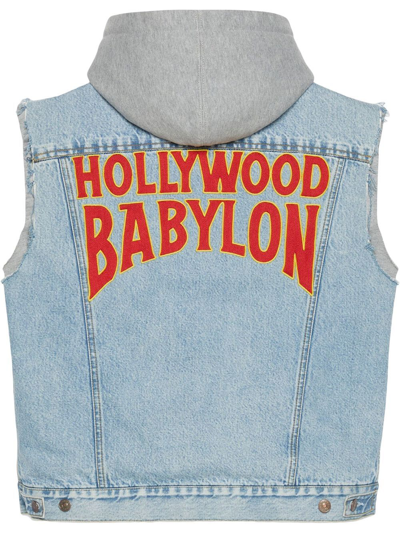 Shop Gucci 'hollywood Babylon' Layered Denim Gilet In Blau